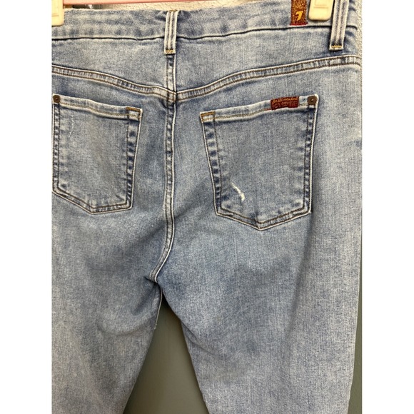 7 For All Mankind High Waist Ankle Skinny Jeans Daisy Size 29 - Picture 4 of 5